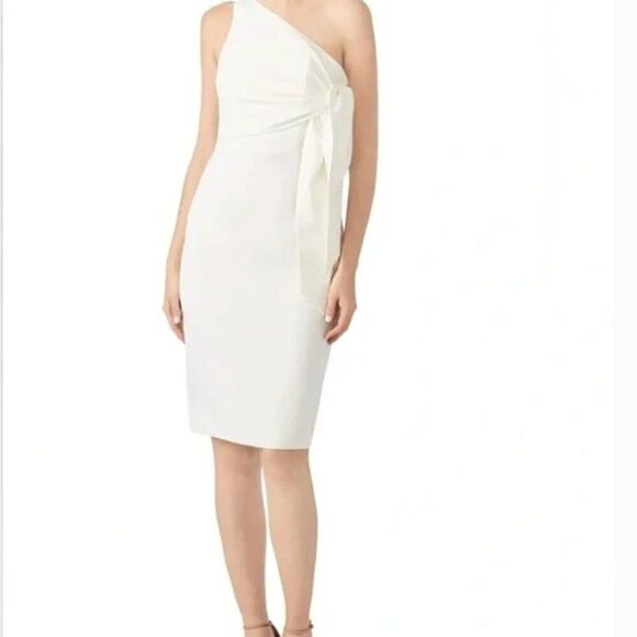 Grace Willow The Label ivory Sheeath One shoulder cocktail dress size 8 VGUC - Picture 1 of 14